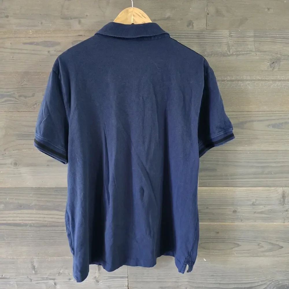 True Religion Polo Shirt Men’s L Black Short Sleeve Horseshoe Logo Casual